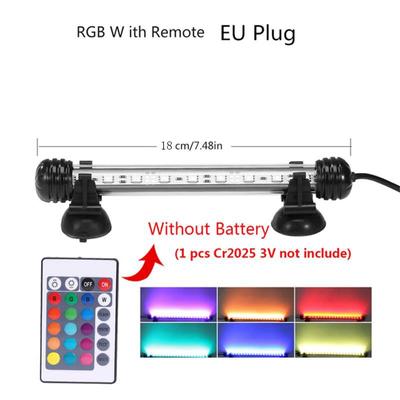 RGB Akvarieljus 18cm Fjärrkontroll Dykande Lampa Färgstark Lampa Lampa för Växter Fiskbehållare Viktig Amfibisk Användning