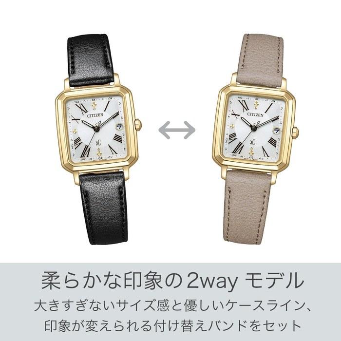 [CITIZEN] xC ES9502-12A Radio Watch, Waterproof, Lightweight, 2-Way, Square, Women's, Black/Gold