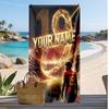 Lamine Yamal Personalized Printed Beach Towel Soccer Logo Support Custom Name Text Absorbent Towel For Sport Travel Special Gift