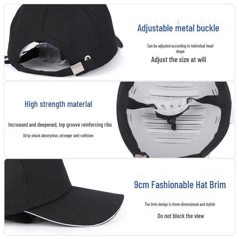 Lightweight Anti-Collision Breathable Duckbill Safety Helmet for Workshop and Worksite, Baseball Cap Style with Logo.
