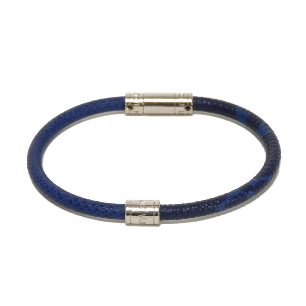 Used 12564 Neo Split Bracelet M8155D 7986 LV Logo Flower Blue Silver Taiga Rama Monogram Cobalt Men's from Japan
