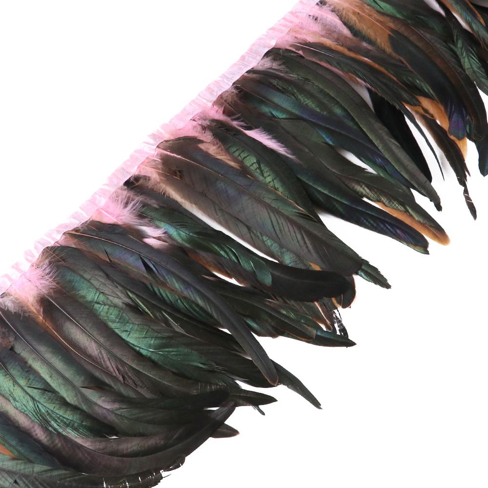 Red Rooster Tail Trims Natural Coque Feather Trimming Ribbon For Crafts Dress Skirt Carnival Costumes Plumes 10-12 Inch