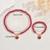 2pcs Set Personality Charm Geometric Red Heart-shaped Pendant Imitation Pearl Chain OT Clasp Necklace Bracelet for Women Jewelry