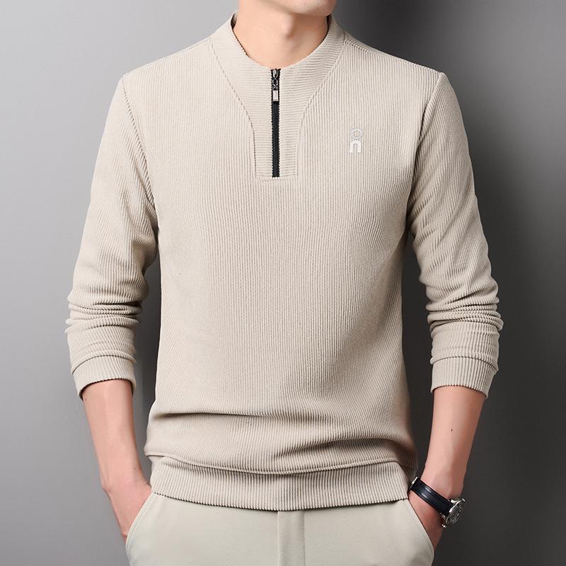 

Мужской зимний флисовый свитшот: Повседневный лонгслив с круглым вырезом, однотонный, теплая трендовая кофта для среднего возраста. M (100-120 Jin) бежевый