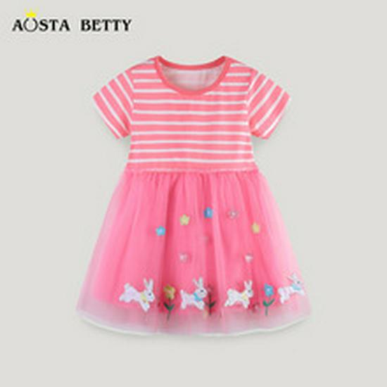 European American Style Cartoon Princess Cotton Dress for Girls