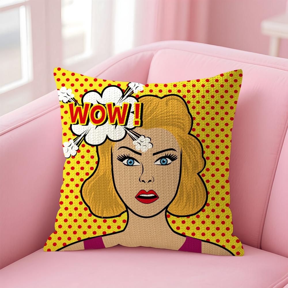 Fashion POP Comic Portrait Cushion Cover Natural Linen Pillow Case DoubleSided Print Decorative Sofa Pillowcase Home Decor Gift