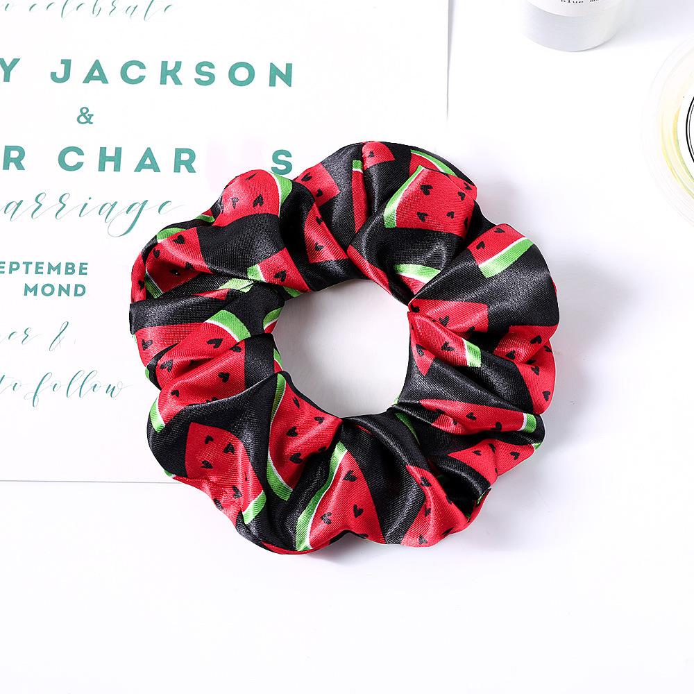 New Satin Printed Flower Floral Scrunchie Women Girls Elastic Hair Rubber Bands Accessories Tie Hair Ring Rope Holder Headdress