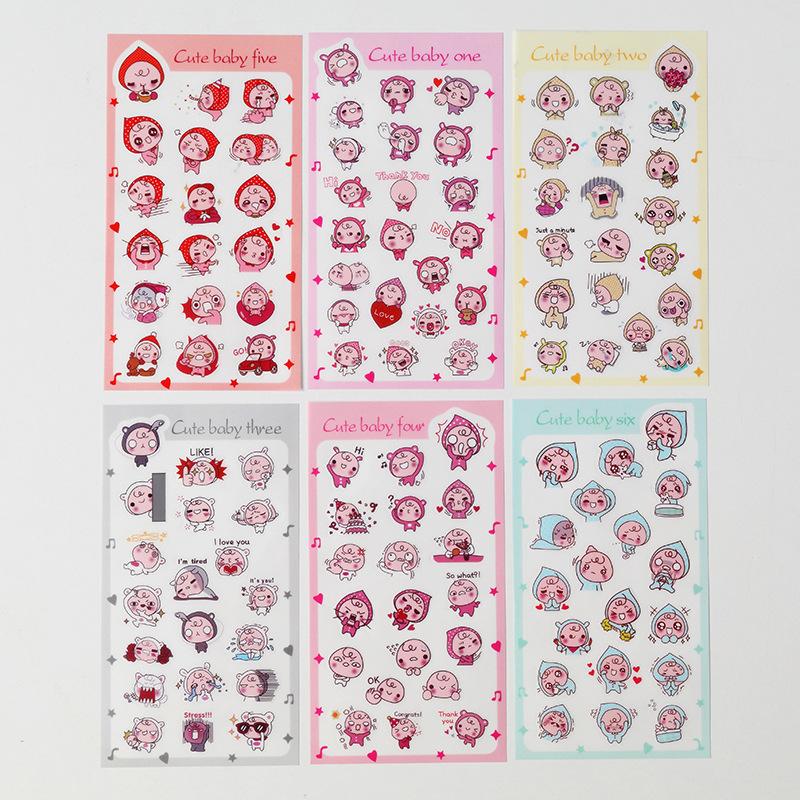 

Creative Set of 6 Pieces of Japanese Paper Stickers Student Diy Hand Account Stickers Stationery Store Small Gifts Children s Cartoon Stickers