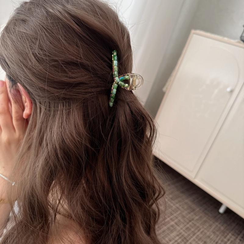 Rainbow Candy-Style Rhinestone Claw Clip, High-End and Exquisite Rear Hair Clip for Women, High Quality