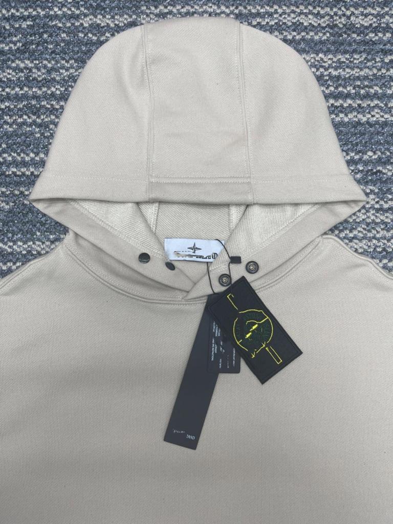 Unisex Stone Long Sleeve Hooded Loopback Sweatshirt with Badge