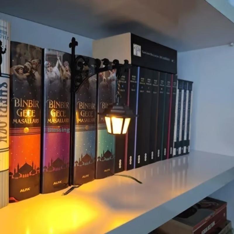 Vintage Bookshelf LED Lamp 1 PCS Library Lantern Style Warm Nightlight for Office Living Room Ornament
