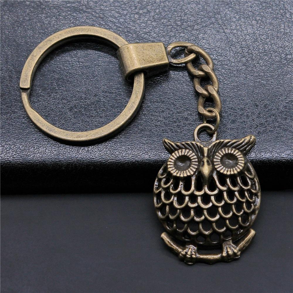 Herren Schlüsselanhänger DIY Metallhalter Kette Vintage Eulen Anhänger Kreativer Party Schmuck Zubehör Geschenk