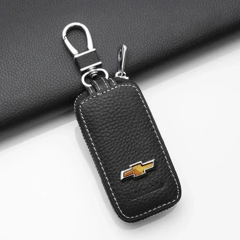 

Leather Car Key Protection Bag Storage Case Holder for Chevrolet Corvette Aveo Cruze Malibu Lacetti Sail Orlando Captiva Trax чёрный