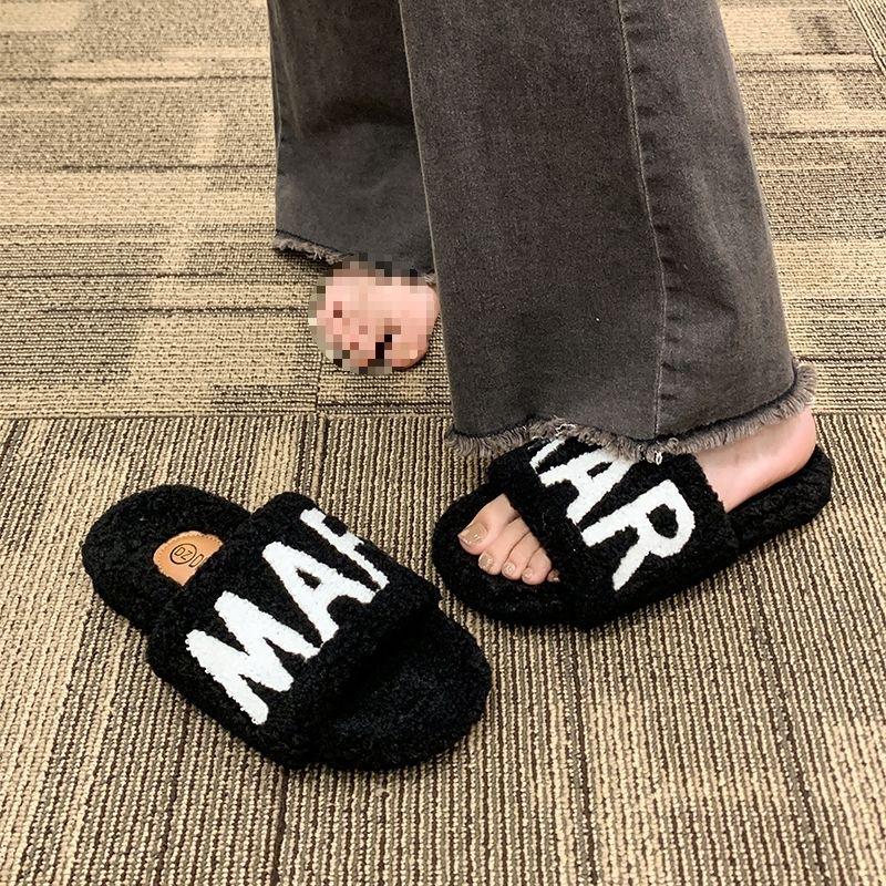 Mao Mao tøfler dame yttertøy 2025 ny høst og vinter hvit kort Mao Mao sko liten duftende muffin tykksålede bomullstøfler