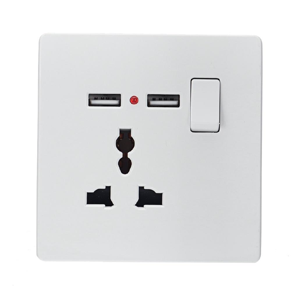 13A Wall Socket 2 USB Power Adapter Port Outlet Panel Electrical Socket Home Fittings Charger Anti Impact Easy Install