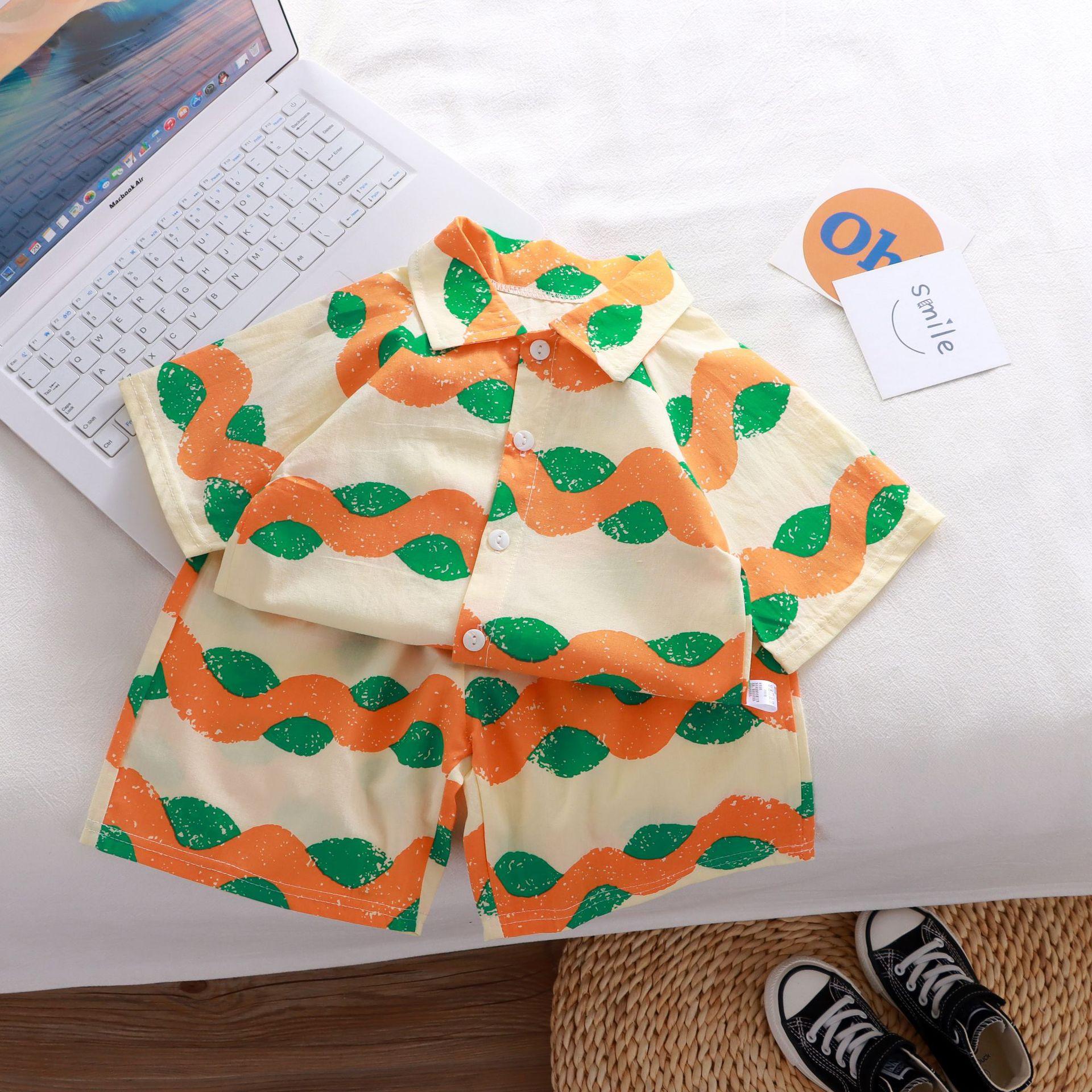 

Летний детский набор поло для пляжа, повседневный, модный, детский комплект из двух предметов, корейская рубашка + шорты 160