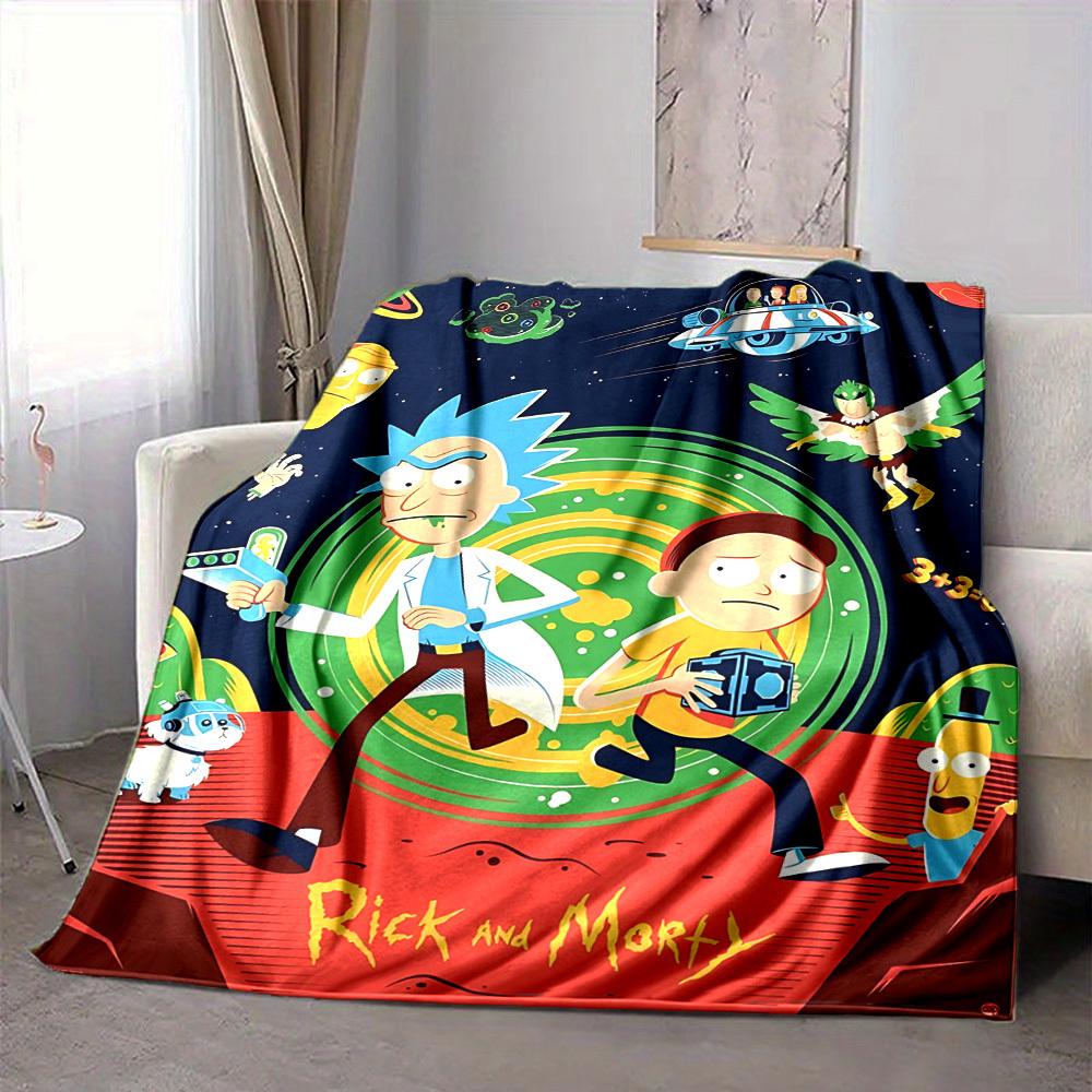 1 szt. Koc Rick i Morty Lekki Flanelowy Kocyk Na Sofę, Łóżko, Podróż, Salon, Biuro, Kanapę, Krzesło I Łóżko