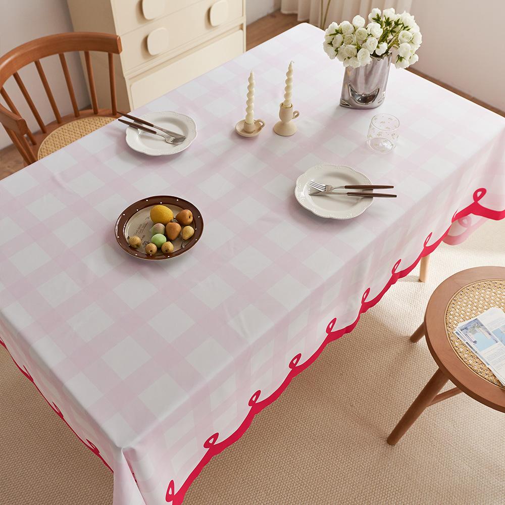 Light Luxury Atmosphere Waterproof French Retro Dining Table Mat: Table Anti-Scald Tablecloth Coffee Table Tablecloth