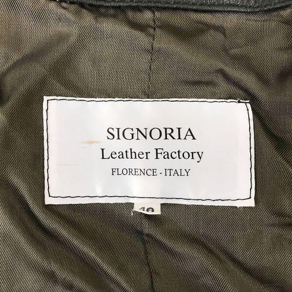Italy SIGNORIA Leather Jacket 46/XL Dark Gray Riders Coat Fall/Winter(USED)