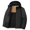 Men's Casual Solid-color Stand-up Collar Hooded, Fleece Thickened Loose Windproof Cotton Jacket