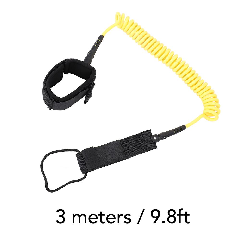 Surfboard Foot Leash 9.8ft Surf Leash Spiral TPU Coiled Stand Up Paddleboard Rope Surfboarding Ankle Strap 360 Degree Rotation
