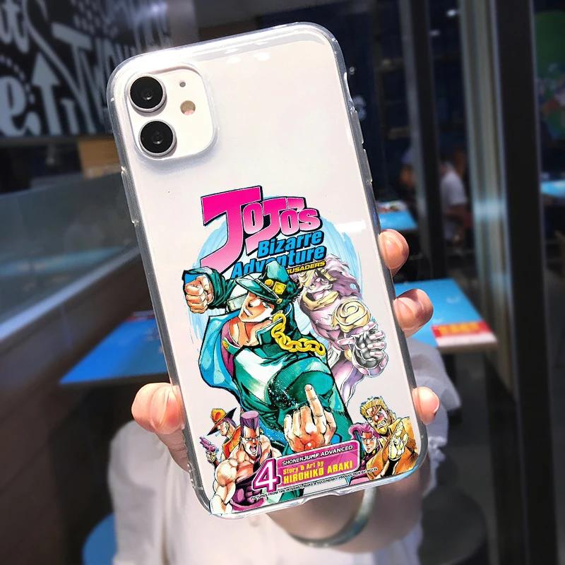JAMULAR JoJo's Bizarre Adventure Průhledný kryt na telefon Pro iPhone 13 11 14 15 Pro 12 X XS MAX XR SE2 7 Plus Anime Měkký kryt Coque