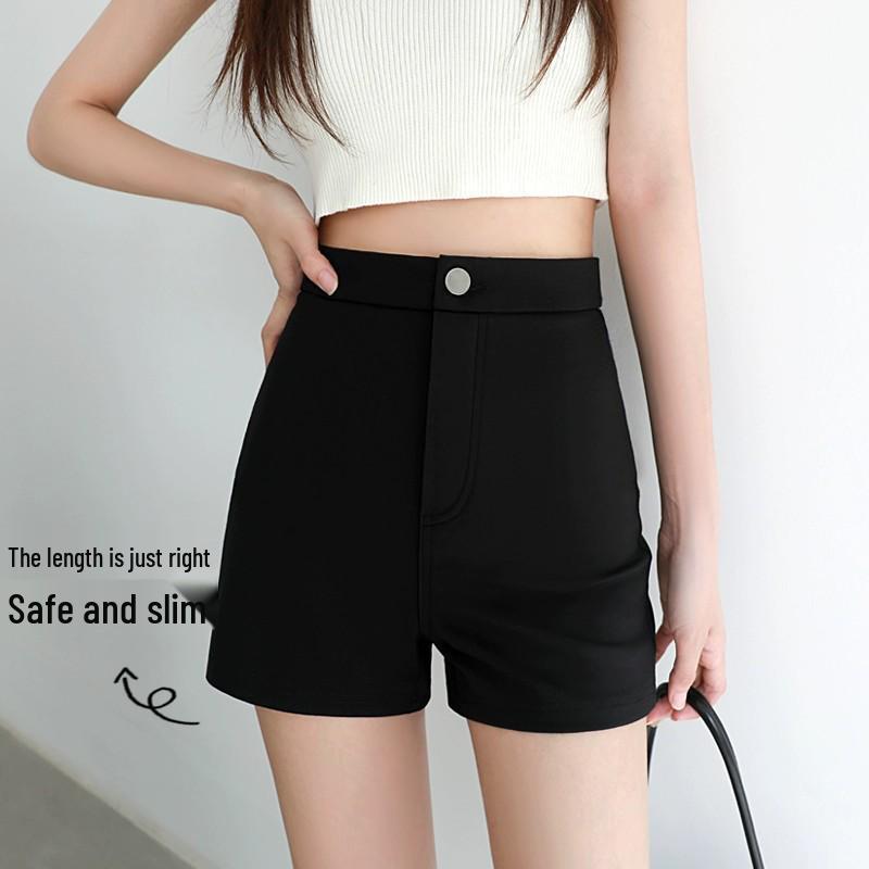 

High-Waisted Black A-Line Shorts for Plus Size Women - Summer 2025 Collection M чёрный