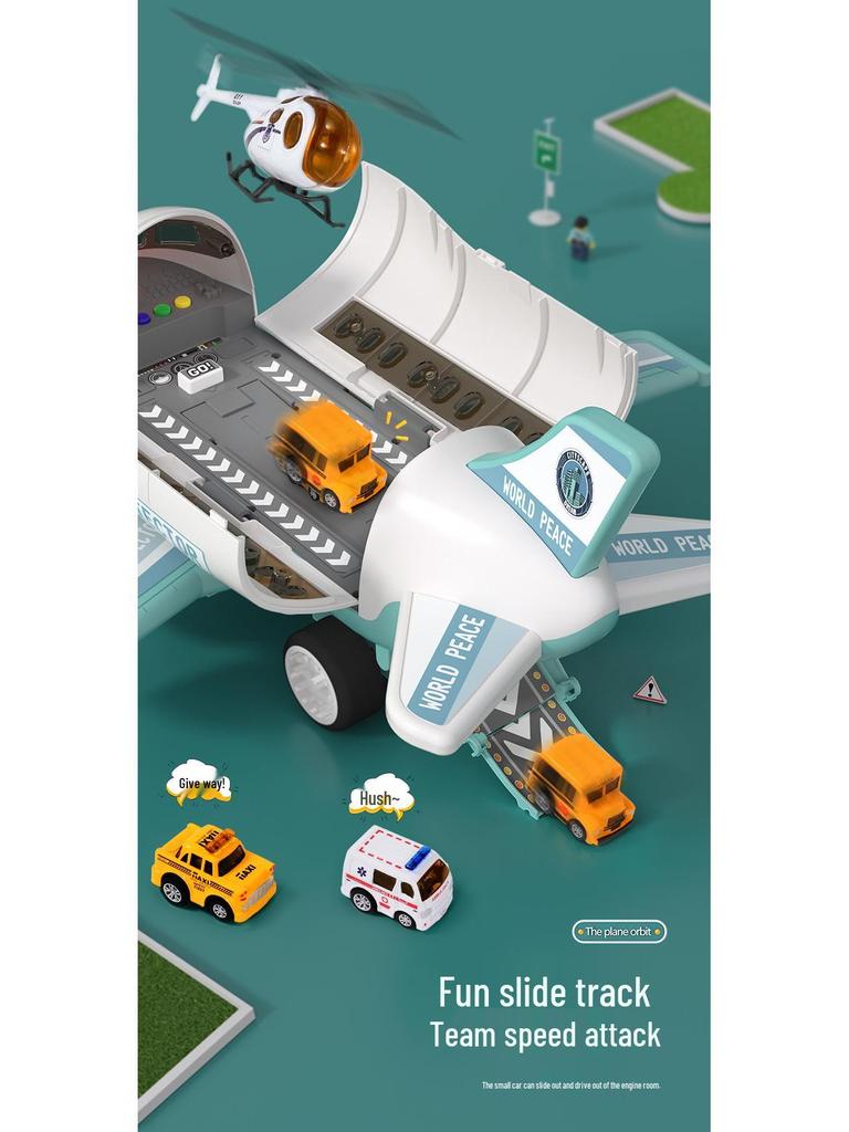 Extra Large Inertial Toy Airplane with Storage, Lights & Music - Educational Toy Set for Kids