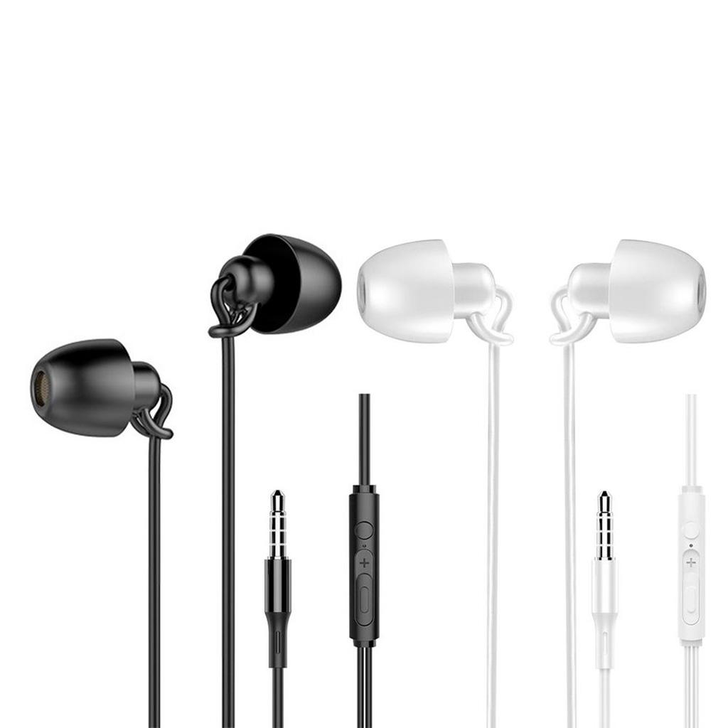 Noise Reduction Headphones with Microphone 3.5mm Wired Earphones Sleeping Headphone Give You a Good Sleep Black White