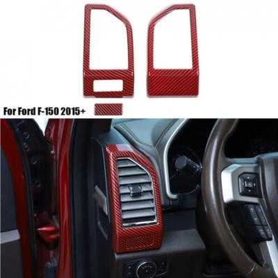 Red Carbon Dashboard Side Air Vent Outlet Panel Cover Trim for Ford F150 2015-20