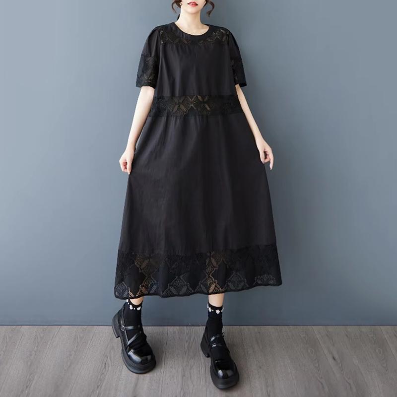 XITAO Hollow Out Patchwork Lace Dress  HQQ2472