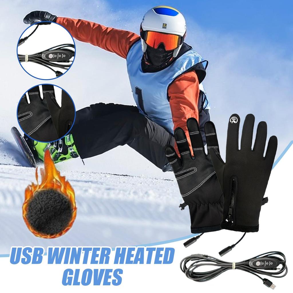 Heated Gloves For Women Electric Touchscreen USB Hand Warmers 3 Settings Winter Mittens Heater For Women Men Commuting Cycling