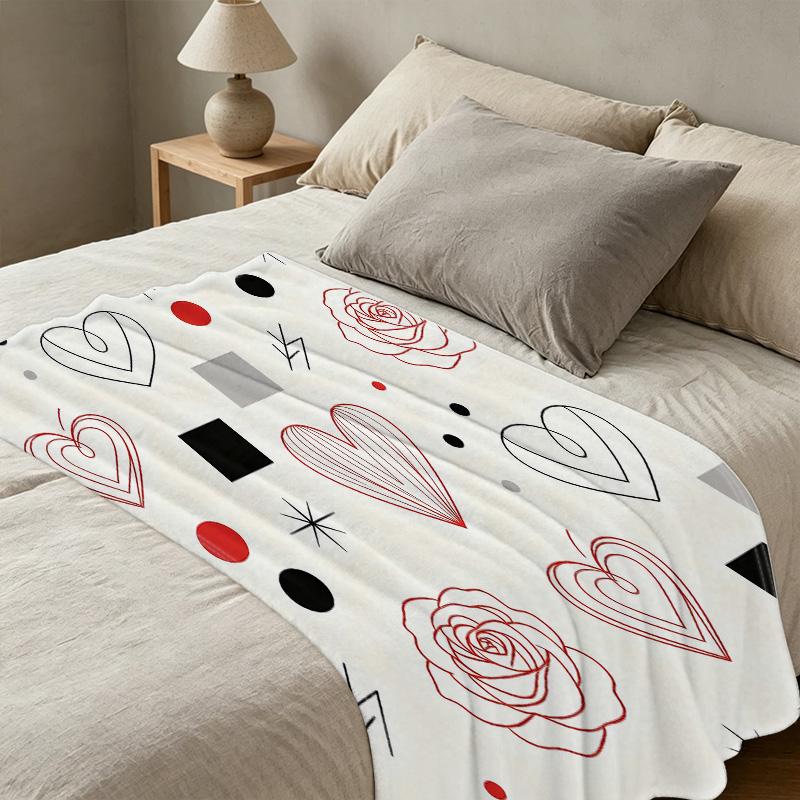 Soft Short Plush Flannel Blanket Minimalist Design, Skin-Friendly, No Shedding, Single Bedroom Use, Warm Home Decor, Ideal Valentine's Day Gift