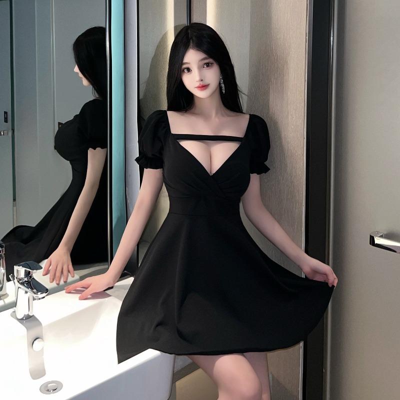 Women's sexy new low-cut dress summer dress night show word short skirt foot therapy foot bath technician work clothes