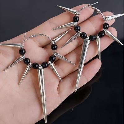 Trendige Punk Rock Dornen Nieten Creolen Hip Hop Ungewöhnliche Stacheln Kreis Ohrring Für Cooles Mädchen Täglich Party Schmuck Zubehör