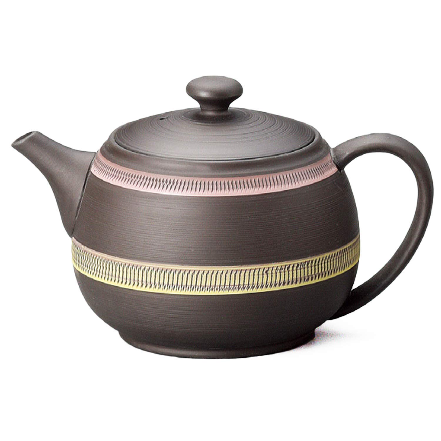 

Tokoname Ware Takeharu Pot, Pink and Yellow Lines, Y1212