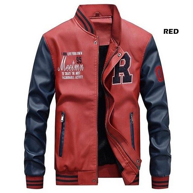 Giacca autunno inverno uomo giacche da baseball ricamate cappotti in pelle pu giacche in pelle pilota in pile slim fit college maleluxury