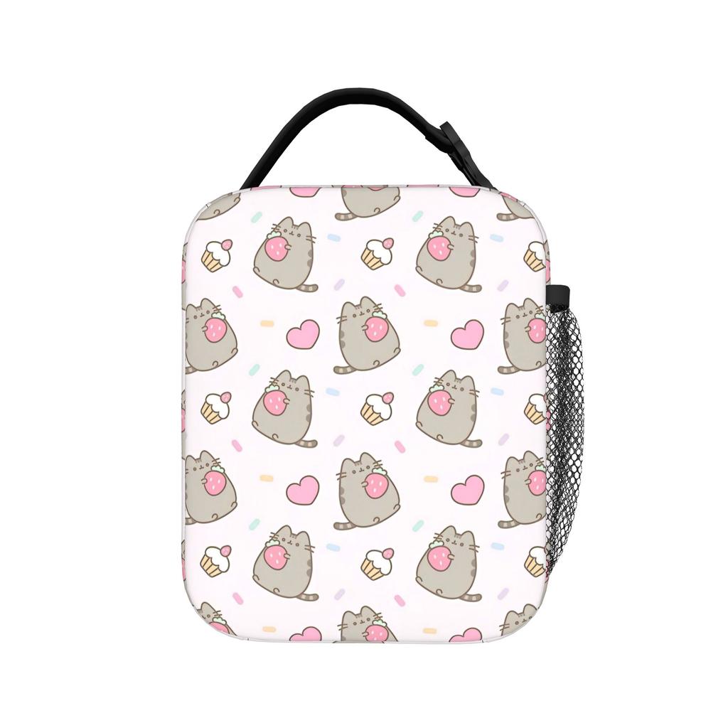 Boble Tea Insulated Lunch Bags Thermal Bag Reusable,Lunch Container P-Pusheencats High Capacity Lunch Box Tote Food Handbags