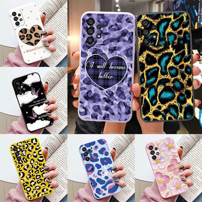 Leopard Case For Samsung Galaxy A53 A12 5G M12 F12 A22 A22S A32 A52 A52S A06 A73 A23 A33 A13 A04S Cover Shockproof Soft Fundas