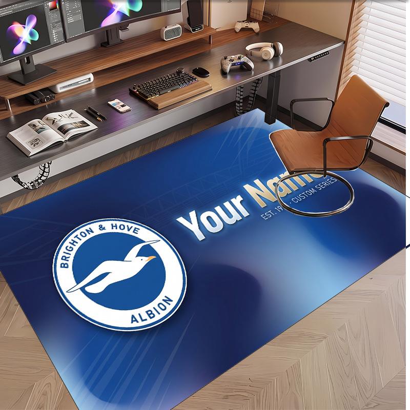 Personalized Crystal Velvet Carpet Brighton & Hove Albion Football Pattern Non Slip Floor Rug