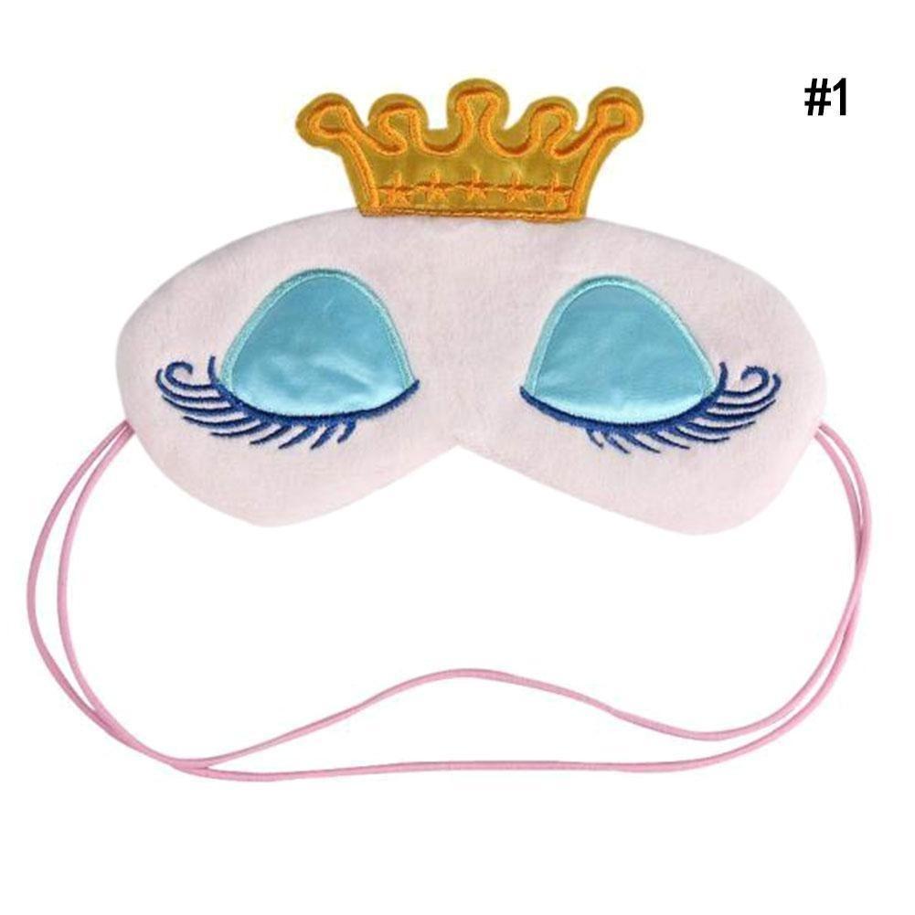 Cute Eyes Cover Crown Style Travel Sleeping Blindfold Shade Eye Mask (Color:Light blue,Pink)