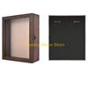F26C Pet Memorial Shadows box with Dog Wooden Sculpture,Tages & Collar Display Keepsakes Box Wooden Pet Picture Frame Gift