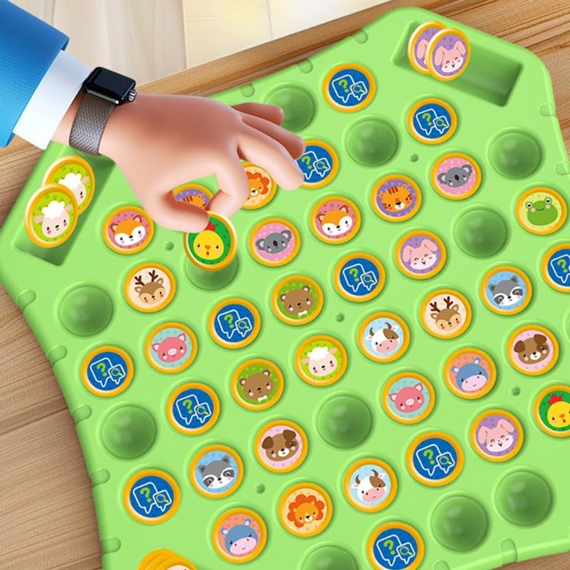 Kids Cartoon Theme Interactive Flip Chess Board Game Toy with Fruit/Animal Design for Logical Thinking and Social Fun