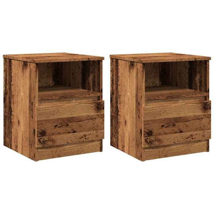 VidaXL Bedside Table 2 Pcs Old Wood 40x40x50 Cm Engineered Wood, Bedside Furniture, Side Table, Bed Cabinet, 856499