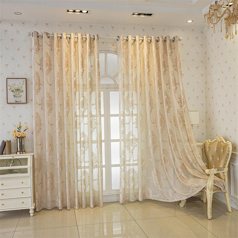 Retro Jacquard Embossed Sheer Curtains Solid Transparent Voile Window Screen for Bedroom Soft Balcony Living Room Curtain