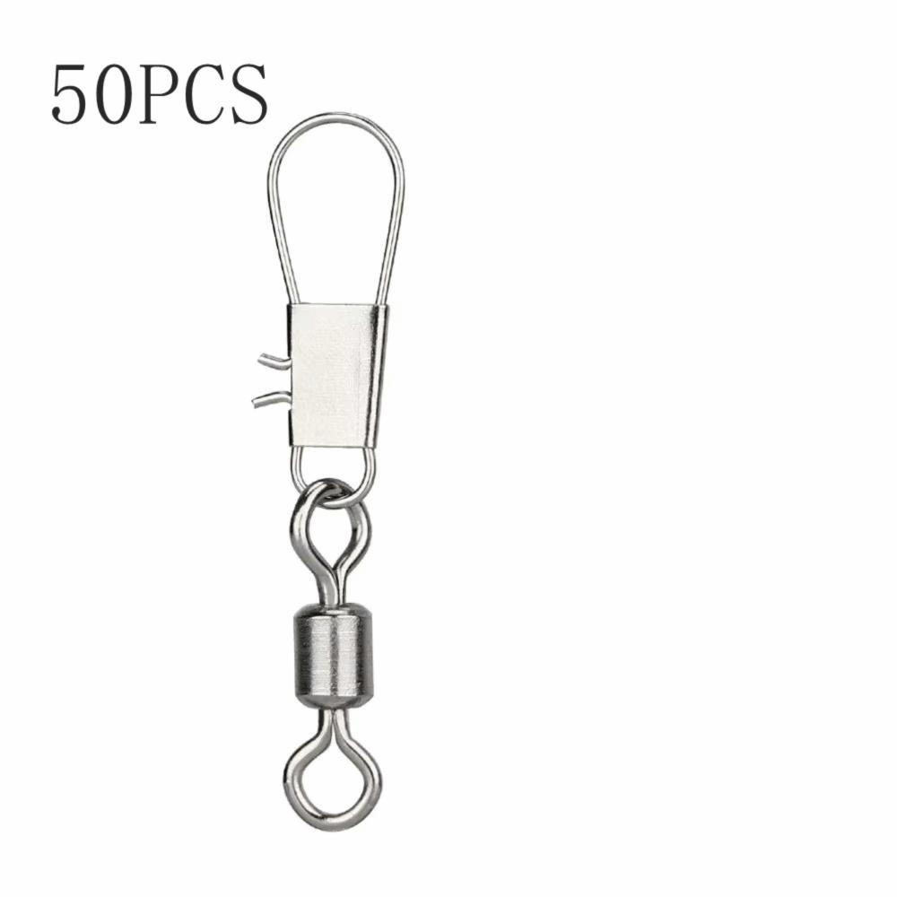 50pcs Stainless Steel Fishhook Lure Connector with Interlock Snap Fish Interlock Snap  Pike Fishing