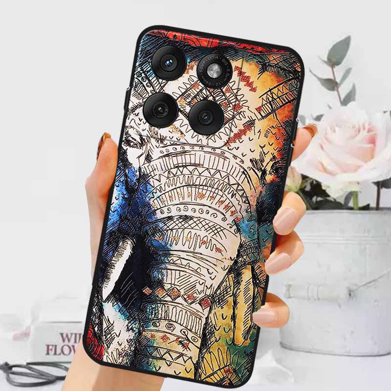 3D Emboss Cases For Edge 60 Fusion / Edge 60 Pro Relief Embossed Retro Silicone Back Cover For Edge 60 Stylus Black Funda 60 Pro