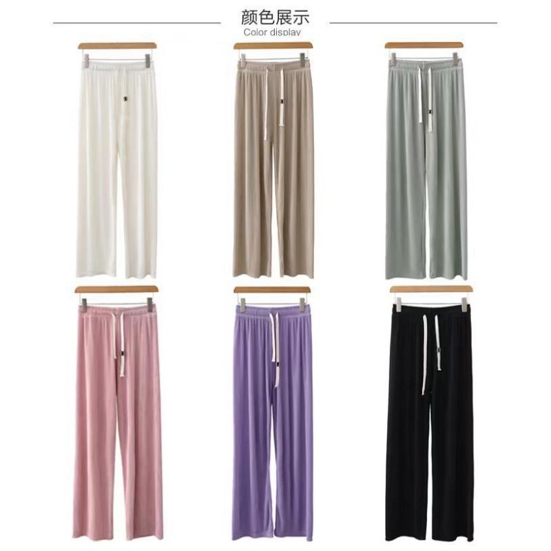 

Beauty strip wrinkled pants spring and summer thin loose breathable casual pants versatile narrow version high waist thin drape casual pants Average size (80-70 kg) чёрный