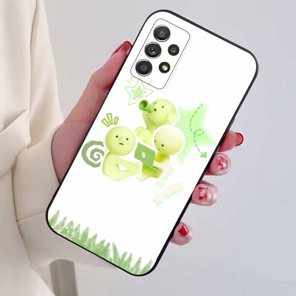 Cute S-Smiski Green Guy Phone Case For Samsung S25,S24,S21,S22,S23,S30,Ultra,S20,Plus,Fe,Lite,Note,10,Black Cover