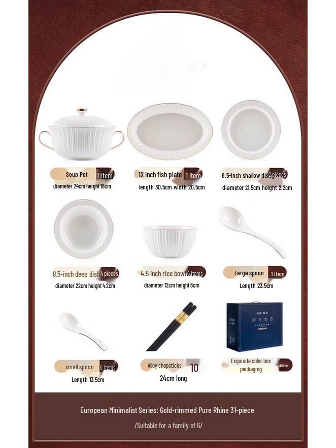 Maud Lanca Nordic Light Luxury 46-Piece Ceramic Dinnerware Set